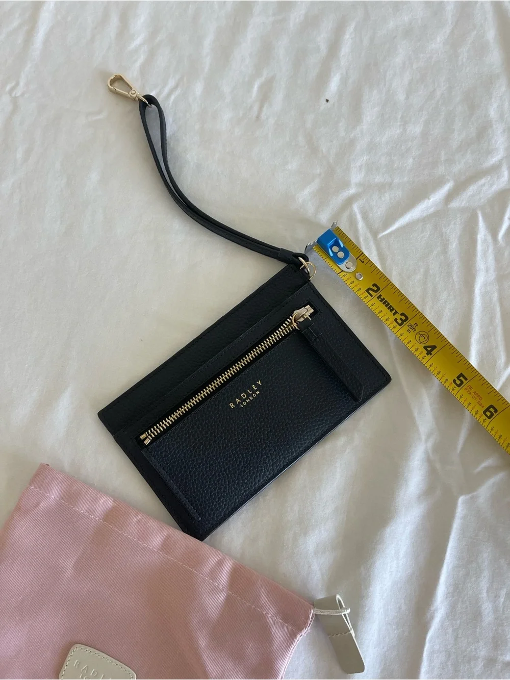 RADLEY LONDON Black Leather Wristlet card holder with Gold Zip